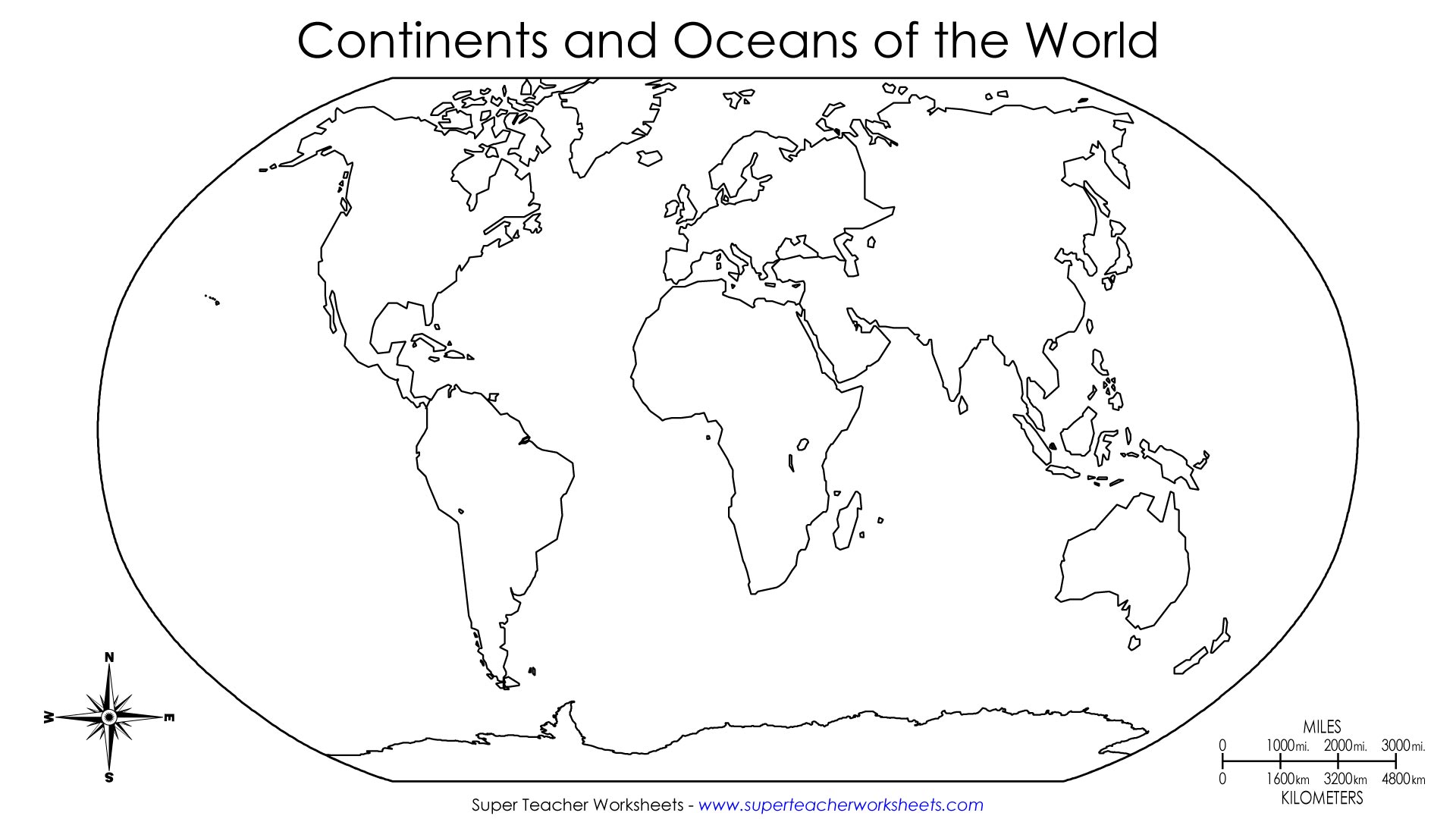Geography (Géographie) - 20th Grade S.S. In Continents And Oceans Worksheet